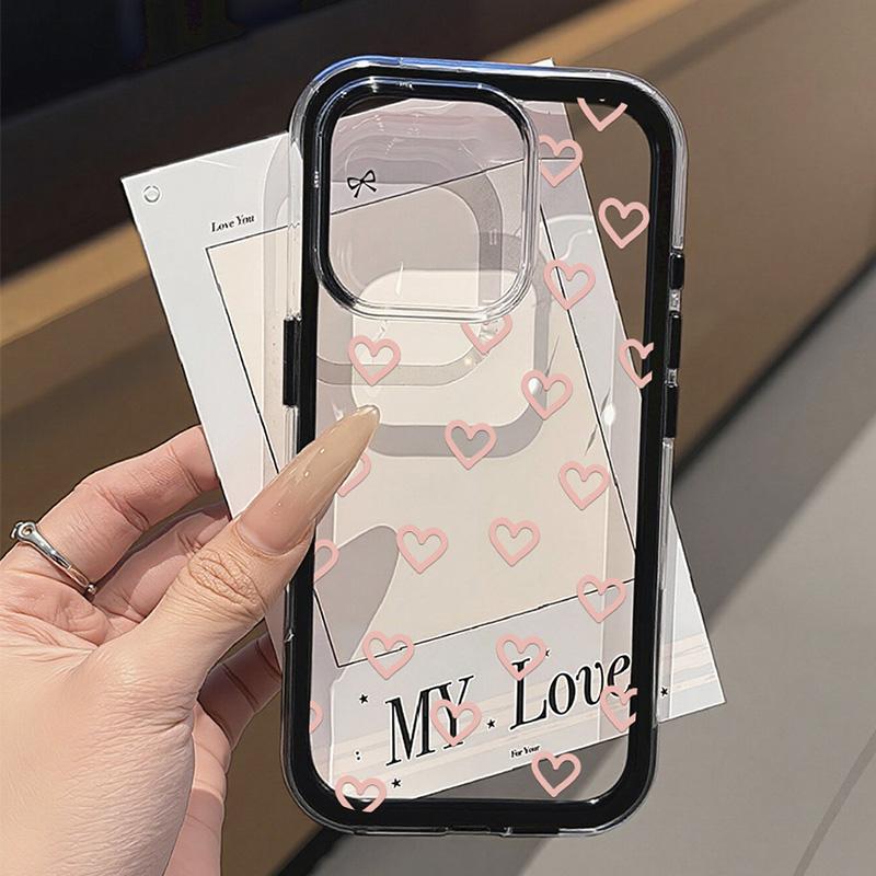 Чехол-сердечко для iPhone 17 Чехол iPhone 13 16 15 11 12 14 Pro Max 17 Air Силиконовый 2 в 1 Ударопрочный Мягкий Прозрачный Чехол