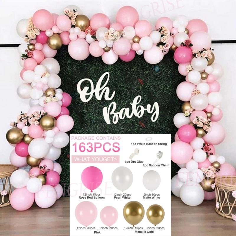 Розовый комплект арки из воздушных шаров, воздушный шар, гирлянда с бантом, воздушные шары, свадебный декор, детский душ для девочек, день рождения, взрослый, девичник, воздушный шар