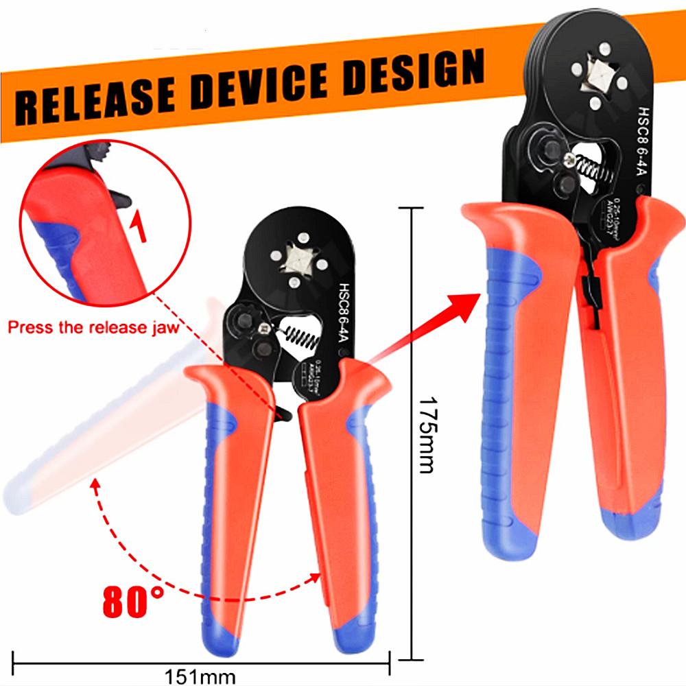 Обжимные клещи для наконечников, инструменты для трубчатых клемм HSC8 6-4A/6-6A/16-6(макс. 0,08-16 мм²)Бытовые электроприборы для щипцов для проводов