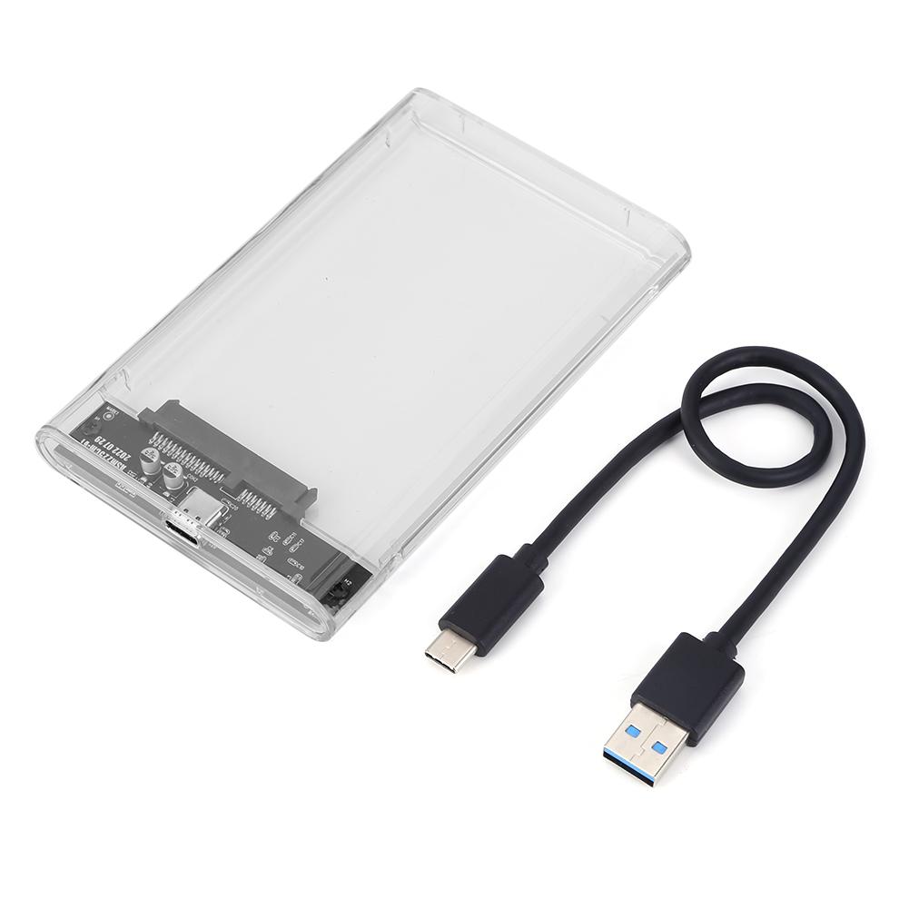 2.5 Inch HDD Case SATA To USB3.1 8TB External Hard Drive Case 10 Gbps 8TB SSD Box USB3.0 To Type-C Transparent Hard Disk Box