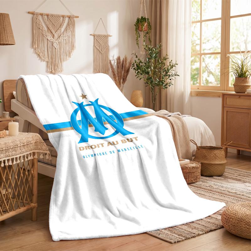 Olympique Marseille Print Flannel Blanket Soft Warm Sofa Bed Throw Blanket For Home Office Bedroom