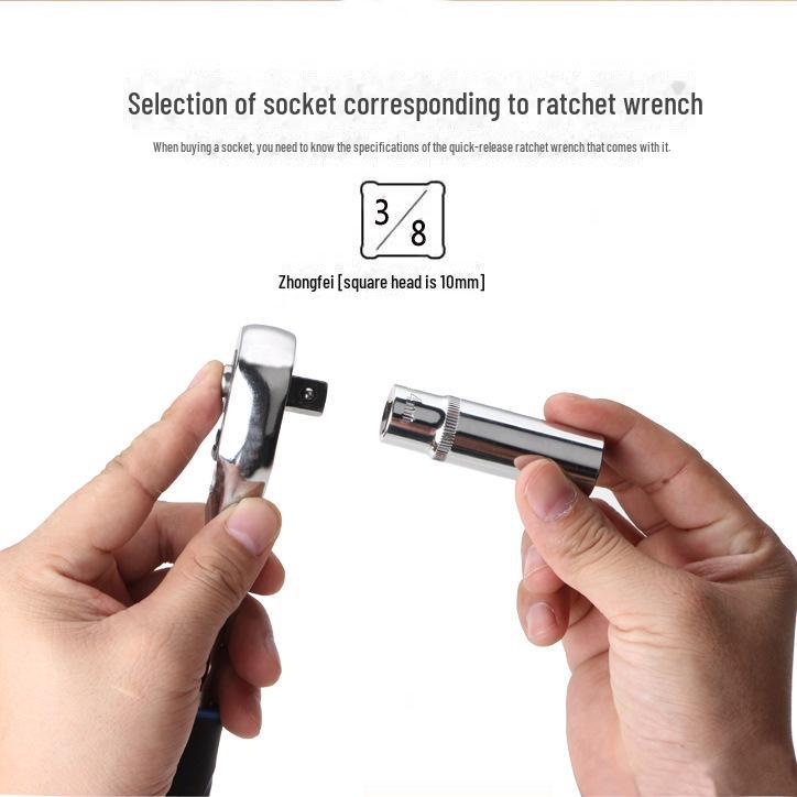 3/8 Inch 10mm Extended Hexagon Socket Ratchet Wrench Set