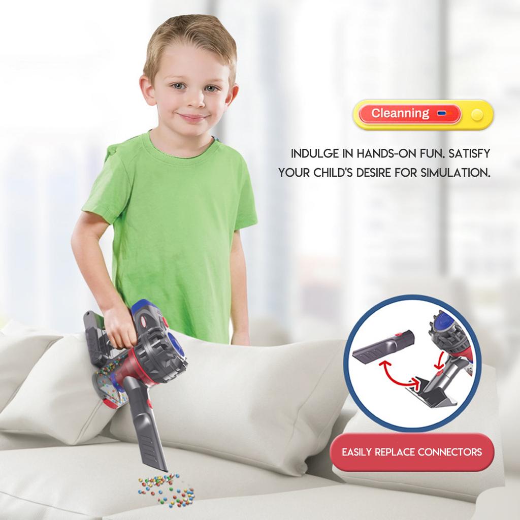 Vacuum Toy Set Easy To Assemble Safe Fun Simulation Electric Vacuum Cleaner Toy For Kids