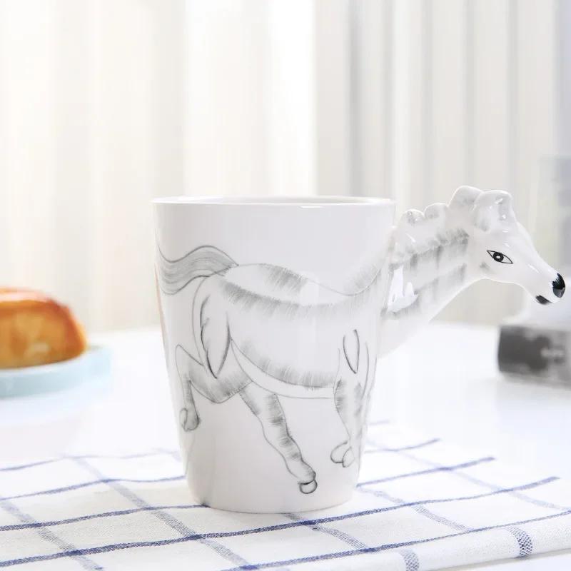3D трехмерная чашка для воды с изображением животных из мультфильма, высокотемпературная керамическая кружка для молока, кофе, чая, детей, кружка для воды, домашняя кружка