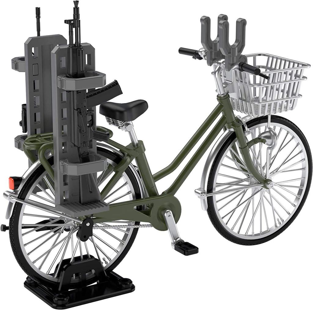 TOMYTEC Little Armory 112 Scale LM007 School Bicycle for Designated Defense Schools, Olive Drab: Automatic Weapon Carrying Type, Pre-painted, 312178