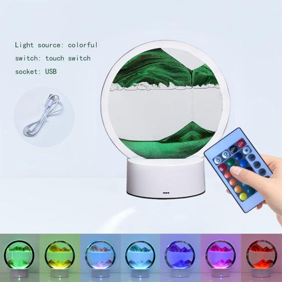 3D Sand Painting Remote Control Table Lamp with USB Flowing Quicksand Painting Decorative