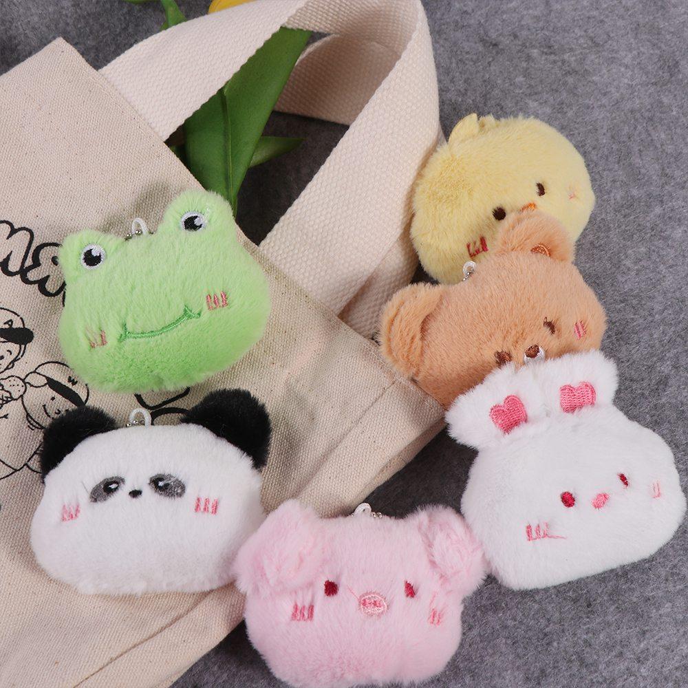 Soft Squeak Rabbit Doll Cartoon Chirping Bear Pendant Fashion Squeeze Panda Plush Keychain  Kids