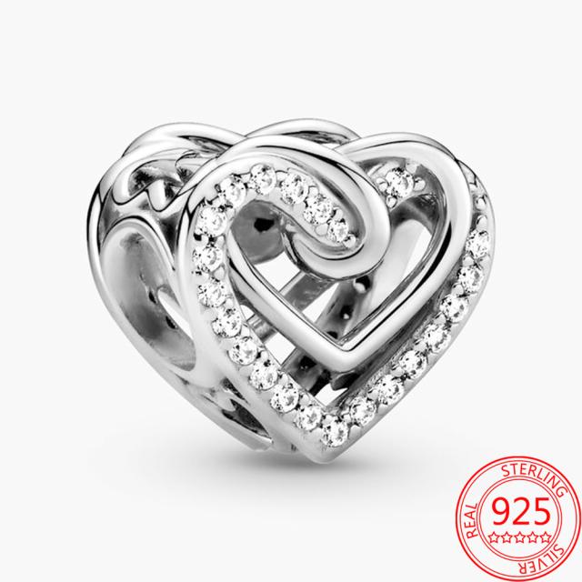 Real 925 Sterling Silver Beaded Best Friend Heart and Key Charm Fit Original Fashion Bracelet Diy Woman 'S Jewelry Gift Making
