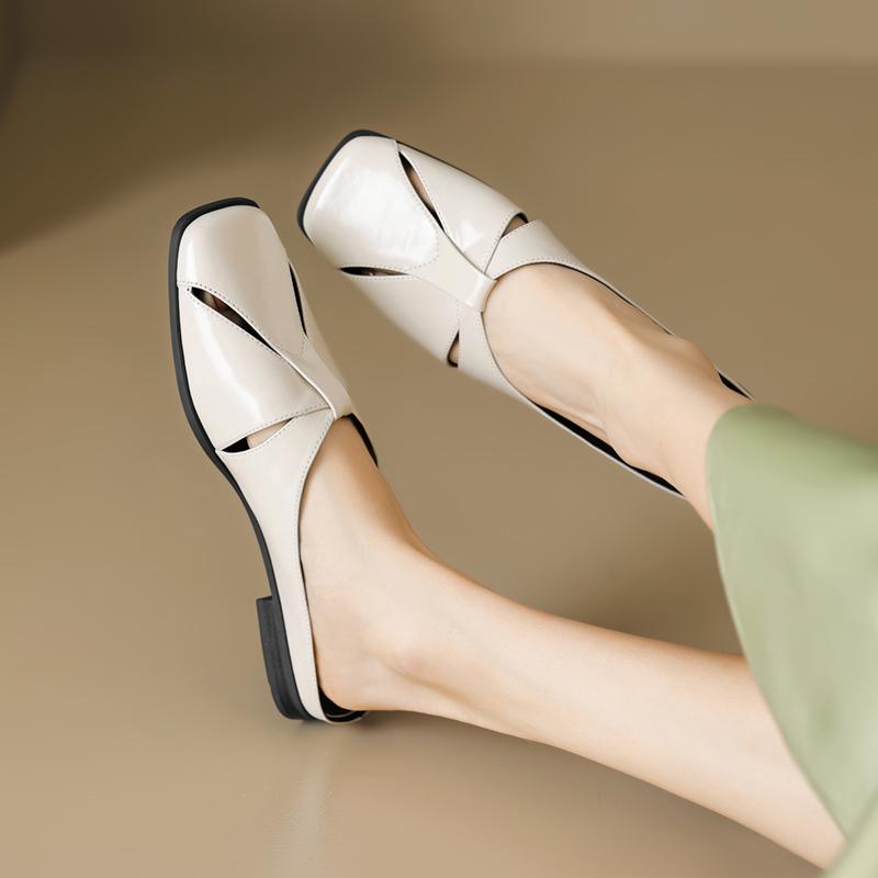 2024 Женские сандалии из натуральной кожи Мюли Тапочки с квадратным носком на низком каблуке Модные серебристо-золотые туфли Женские повседневные офисные тапочки