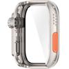 2in1 Case + Tempered Glass for Huawei Watch Fit 4 Pro, Silver/Orange