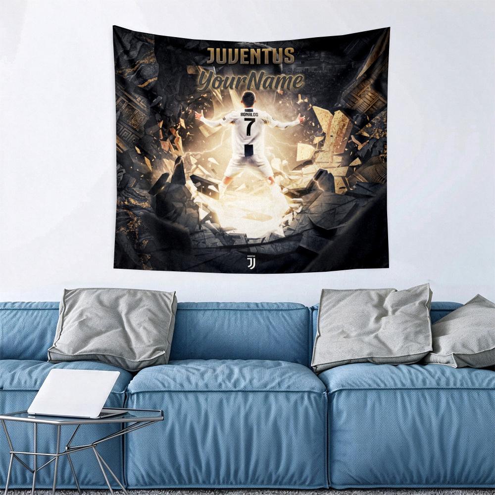 Cristiano Ronaldo Custom Your Name Wall Decor Tapestry Art For Pet Memorial Birthday Wedding Party Backdrop Family Gift