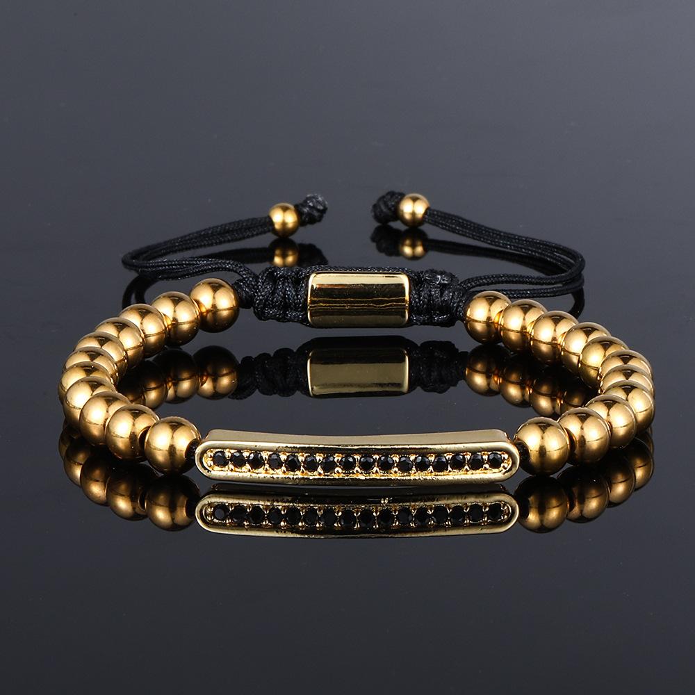 1pc Copper Crystal Beads Braided Bracelet Men Women Bangle Festival Holiday Gift Decor Accessories