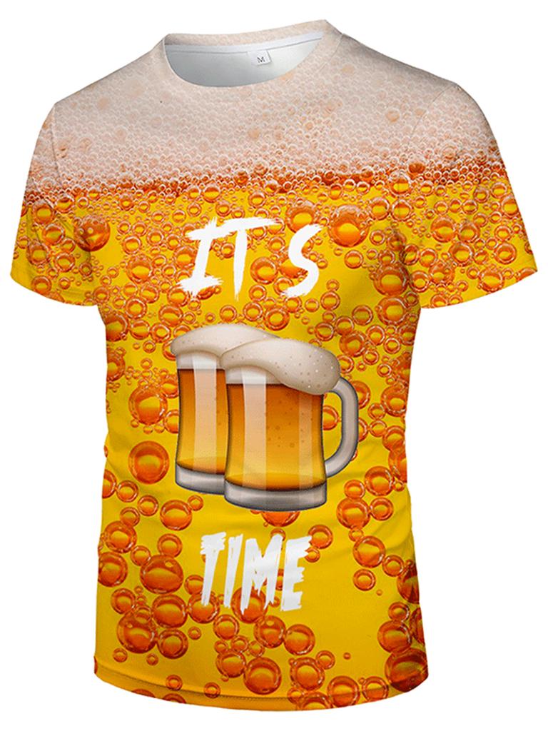 Fashion Men's T-Shirt Funny Beer Festival Graphic Print Men's and Women's Tees Top Summer Street Short Sleeve Casual Outdoor Men's Clothing