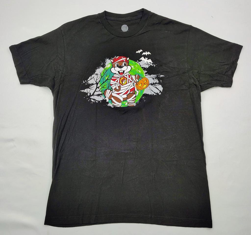 Bucee's Boo Crew Halloween T Shirt Mens Size L Mummy Haunted House Black EUC!