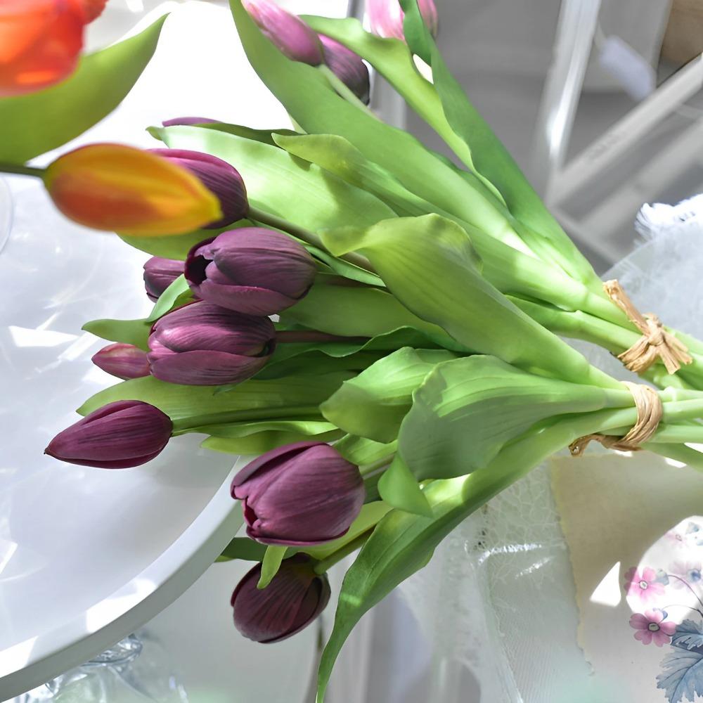 5 шт. Искусственный букет тюльпанов Силиконовые искусственные цветы Украшение для вечеринки Украшение для стола в гостиной Цветочная композиция Декорация