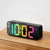 11Colors RGB Digital Alarm Clock Week DST Unlimited Snooze Table Clock 12/24H 2 Alarm Night Mode USB Output LED Mirror Clock