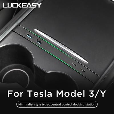 LUCKEASY для Tesla Model 3 Model Y с центральным управлением, USB-шунтирующий концентратор, аксессуары для украшения автомобиля, 27 Вт, док-станция для быстрого зарядного устройства
