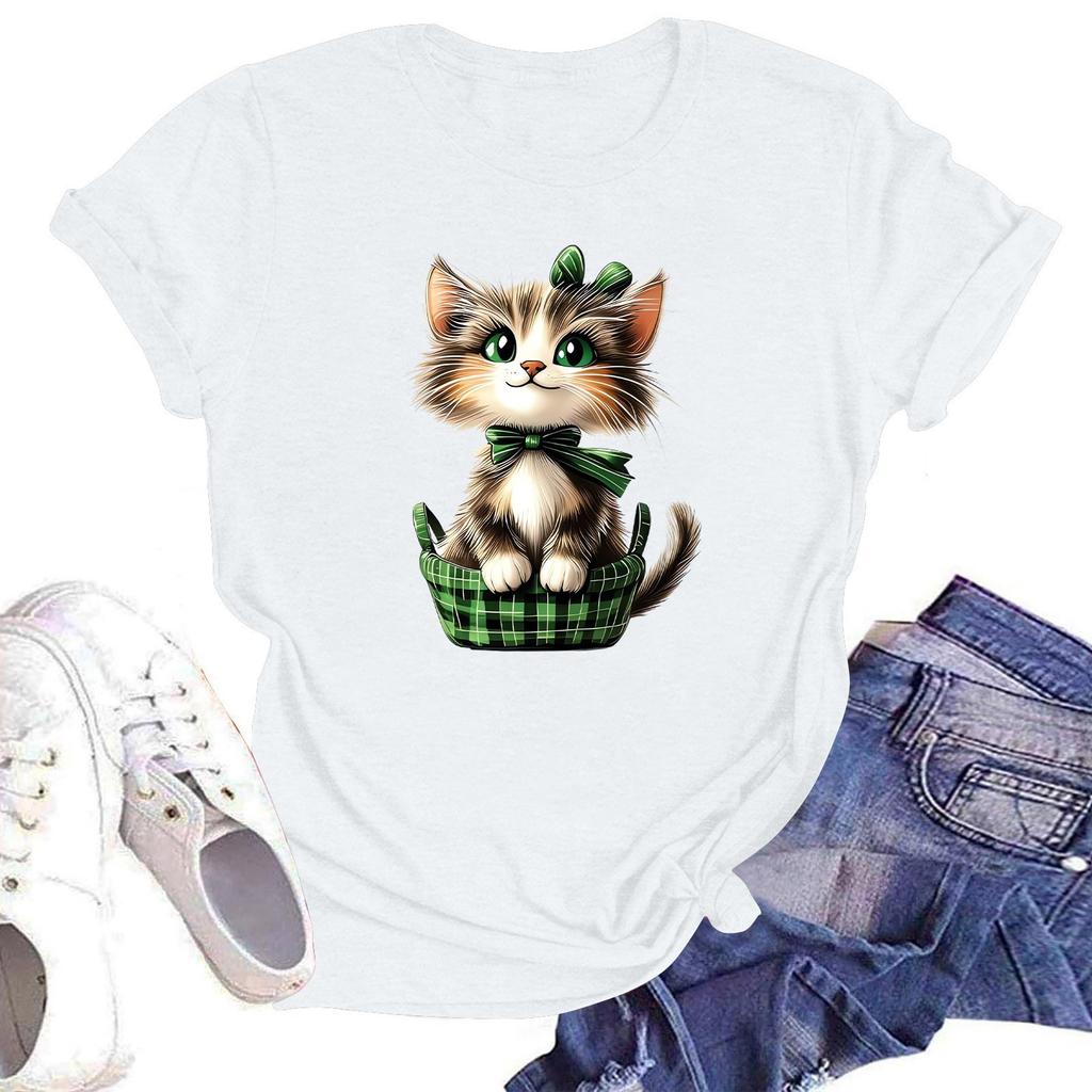 Женская модная футболка с круглым вырезом и коротким рукавом, пуловер