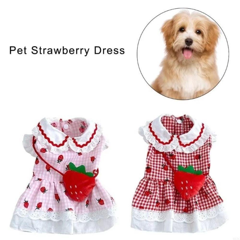 Breathable Pet Strawberry Dress Soft Pet Summer Clothes Fashion Dog Vest  Autumn
