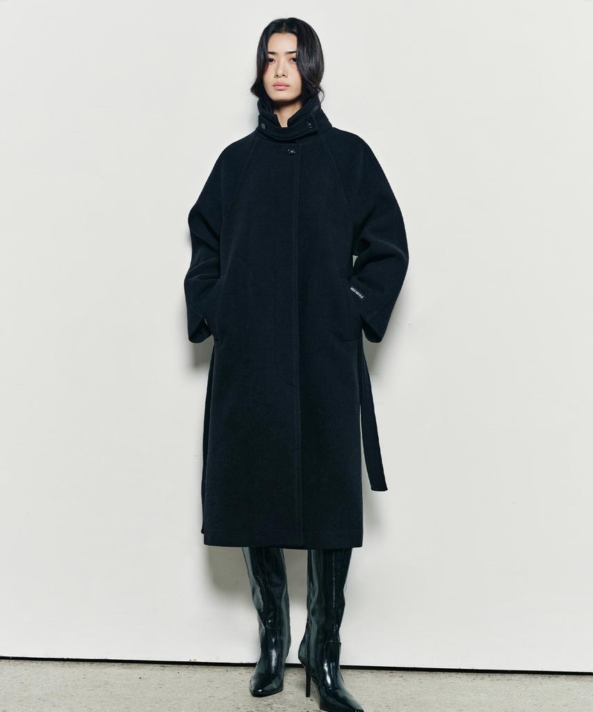 Nick&Nicole Wool Raglan Balmacaan Long Coat_Black