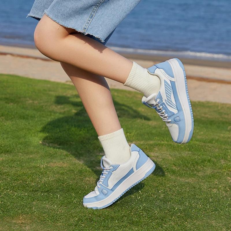 Li-Ning Обувь для скейтбординга Cloud Anti-Kick с защитой от скольжения и амортизацией, износостойкая, легкая, с отскоком, с низким верхом, детская обувь для скейтбординга белого и синего цветов YKCS096-2