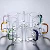 High Borosilicate Glass Milk Tea Drinking Cup for Household Use Handles Men and Women's Office Tea Cup Colorful Handle Single Layer Cup