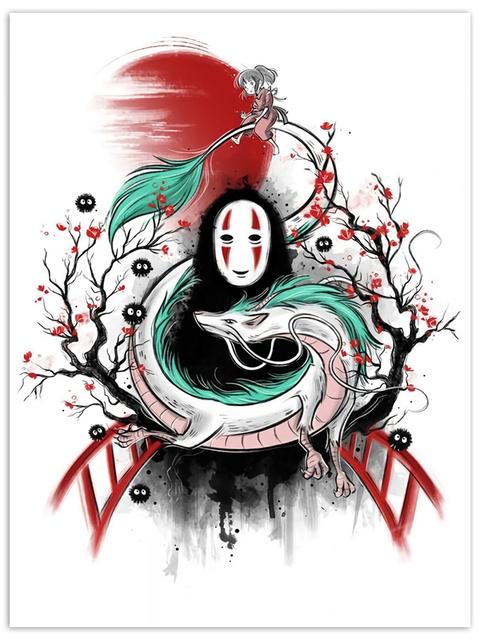 Холст в скандинавском стиле, современный печатный аниме-плакат Хаяо Миядзаки, украшение дома, настенная живопись, картина для гостиной, модульная без рамки