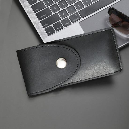 Eyeglasses Case On Belt Compact Wear-Resistant with Snap Button Closure Faux Leather Reading Glasses Case Outdoor Use