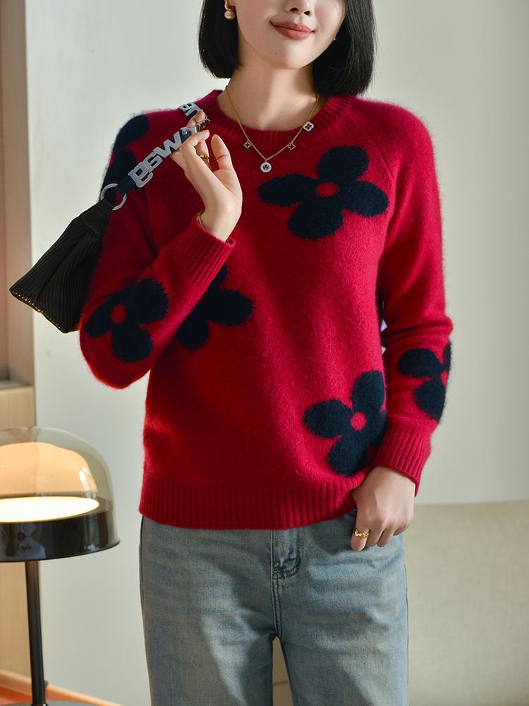 Женский кашемировый свитер Qinghe Cashmere 30% Кашемир 70% Шерсть Осенне-зимний кашемировый пуловер Мягкий и теплый