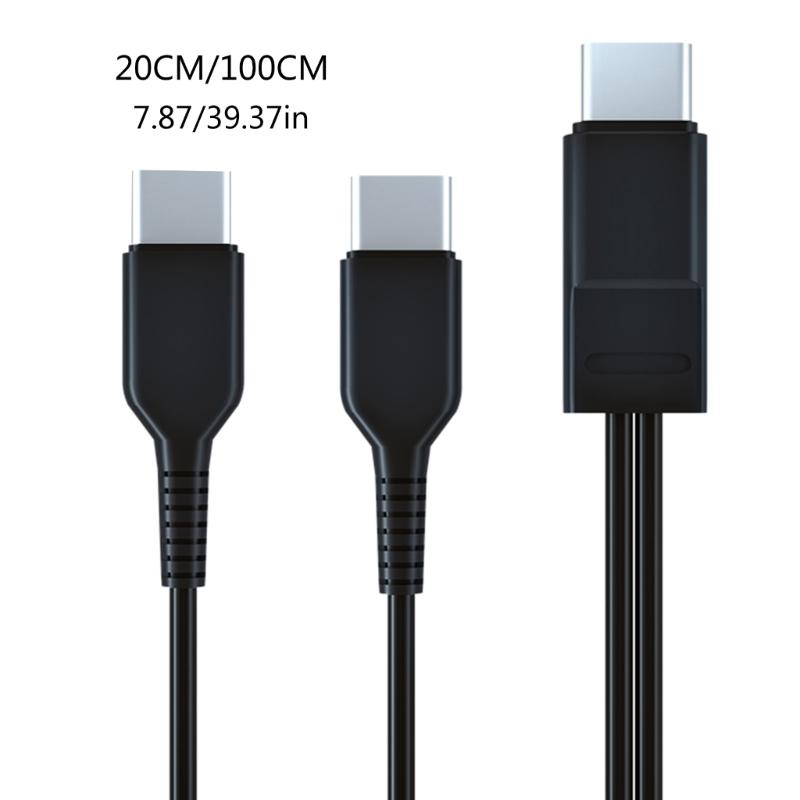 Зарядный кабель Type-C 20 см/1 м с двойным разъемом Type-C для планшета, телефона. Провод для зарядки для дома, офиса и путешественников