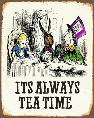 METAL VINTAGE SHABBYCHIC TIN SIGN PLAQUE tea time a5Aluminum