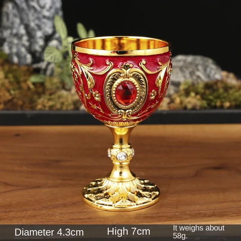 Embossed Cup Authentic Medieval Style Jewelry Inlaid Small Goblet Household Drinking Vessel Classic Russian Wine Glass Craft