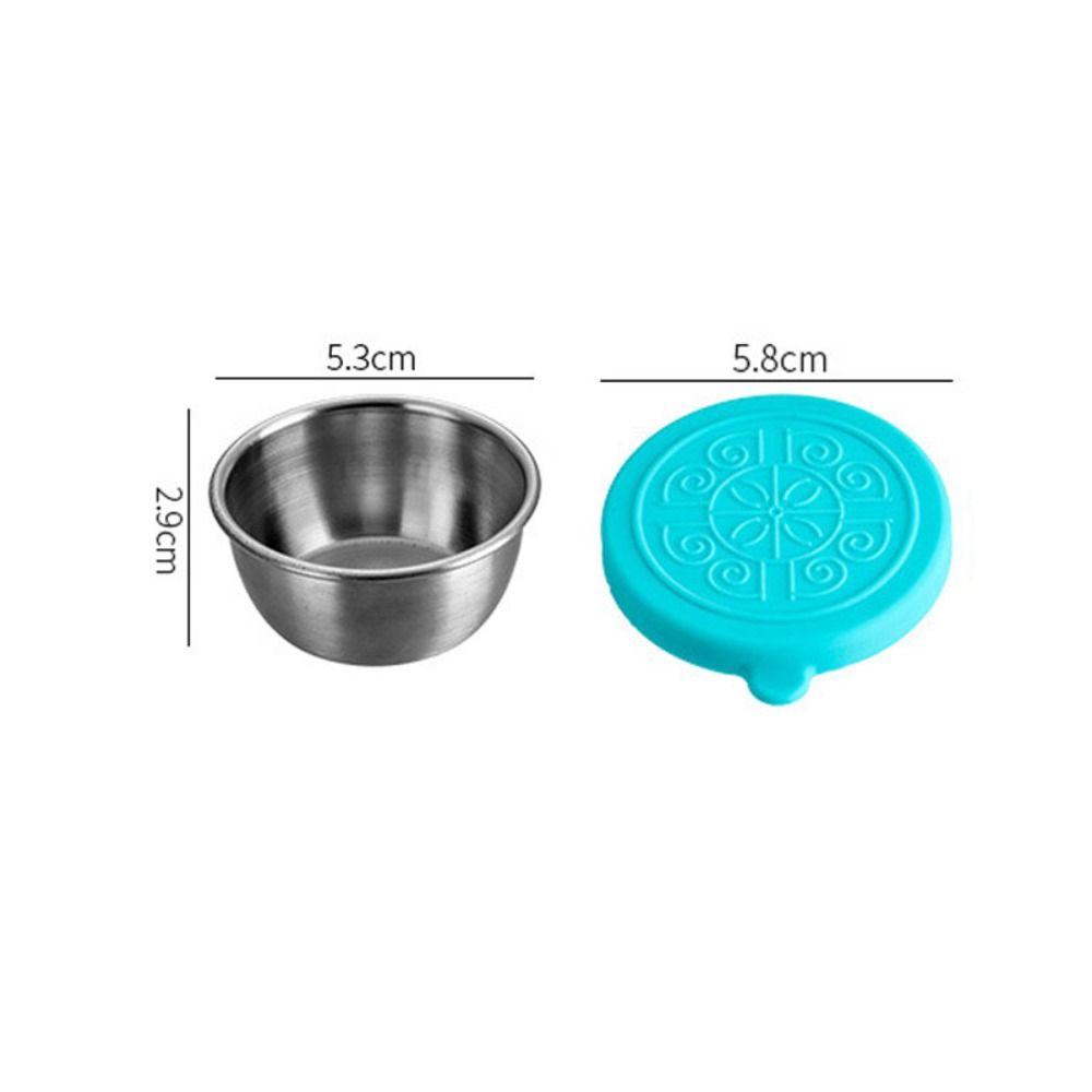 Контейнер для приправ, силиконовая крышка, соусница, нержавеющая сталь, мини-соусница с крышкой, чашка для макания