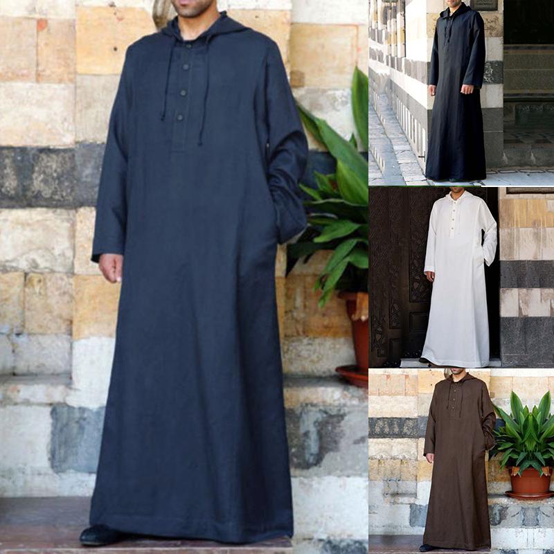 Мужской халат с длинными рукавами в Саудовской Аравии, мусульманское платье в Рамадан, средняя исламская одежда с капюшоном
