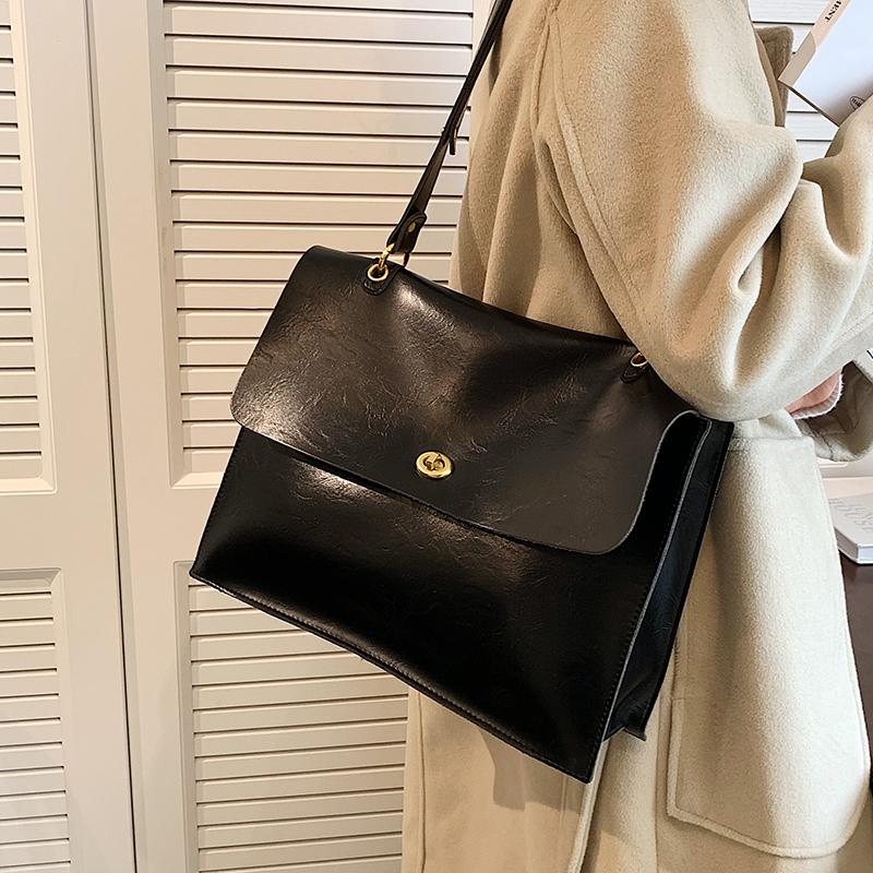 Высококачественная ретро сумка через плечо большой емкости осень-зима новые женские текстурные сумки через плечо из искусственной кожи повседневный мужской портфель