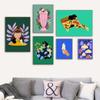 Nordic Girl With Food Posters Mojito Cocktail Canvas Painting Pizza Surfer Ice Cream Print Minimalist Picture Kitchen Home Decor