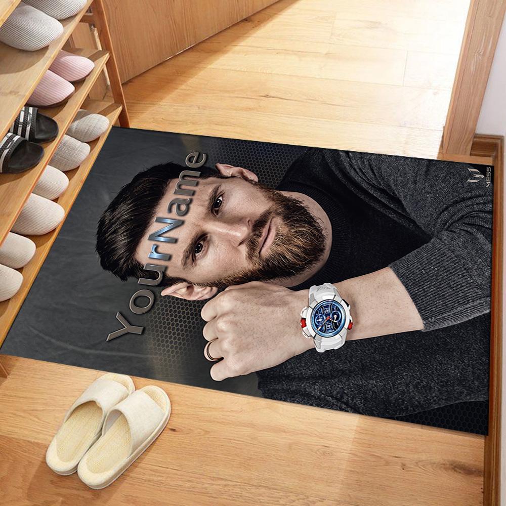 Messi 360 Customize Your Name Floor Mat Suitable for Playrooms Decorate room Kitchen Entryway Antislip Carpet Decorate Offices Best for Christmas