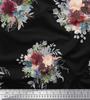 Черная полиэфирная креповая ткань с рисунком листьев и пионов с цветочным принтом 1 ярд 42 дюйма