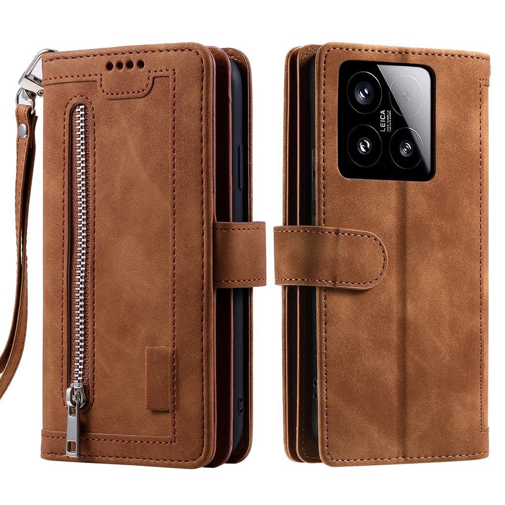 Для Xiaomi 15 Чехол из ПУ кожи Чехол для телефона с кошельком на молнии 9 слотов для карт