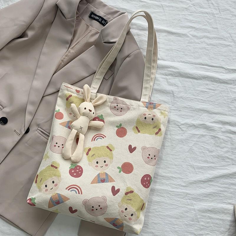 Женская сумка через плечо Panda Canvas — симпатичная, большая вместимость, в японском и корейском стиле для студентов и работы