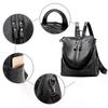 Женский кожаный школьный рюкзак, многофункциональная школьная сумка большой вместимости, мужская дорожная сумка, черный