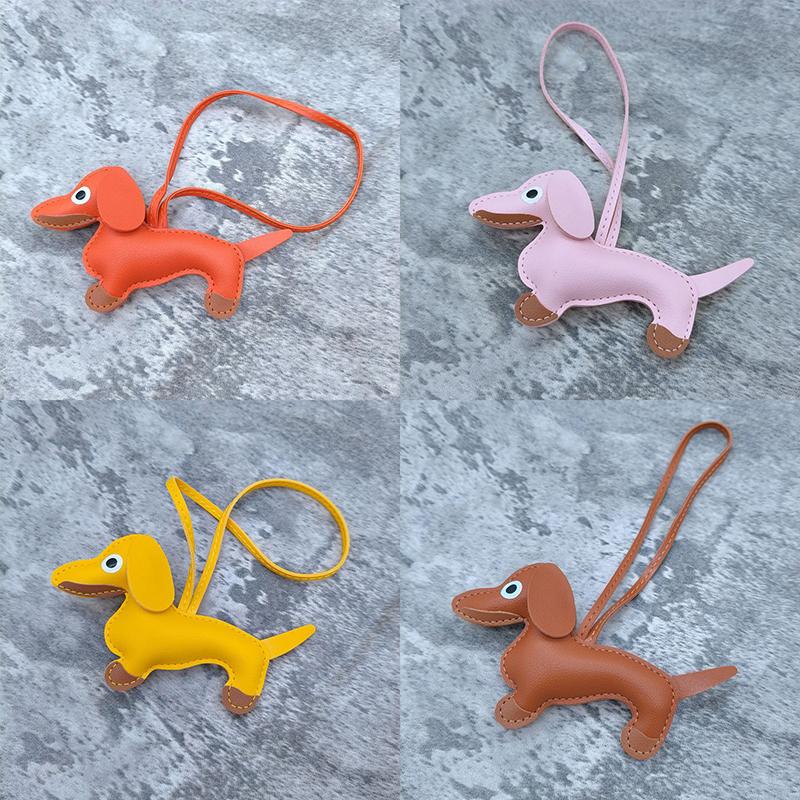 Классический милый кожаный брелок с щенком, подвеска в виде милой таксы, сумка, брелок для телефона, брелок, аксессуары