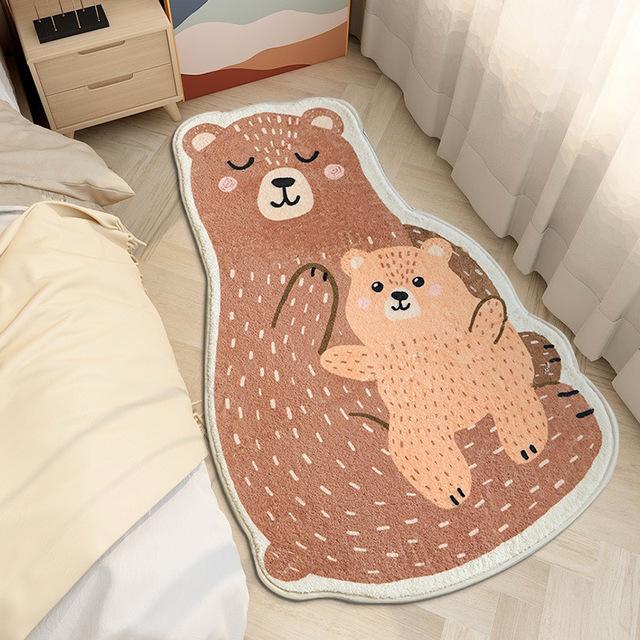 Cartoon Bedside Rug Cat Floor Mat Fluffy Cat Mats Irregular Carpet For Living Room Shaggy Area Rug Thicken Doormat Decor Rug