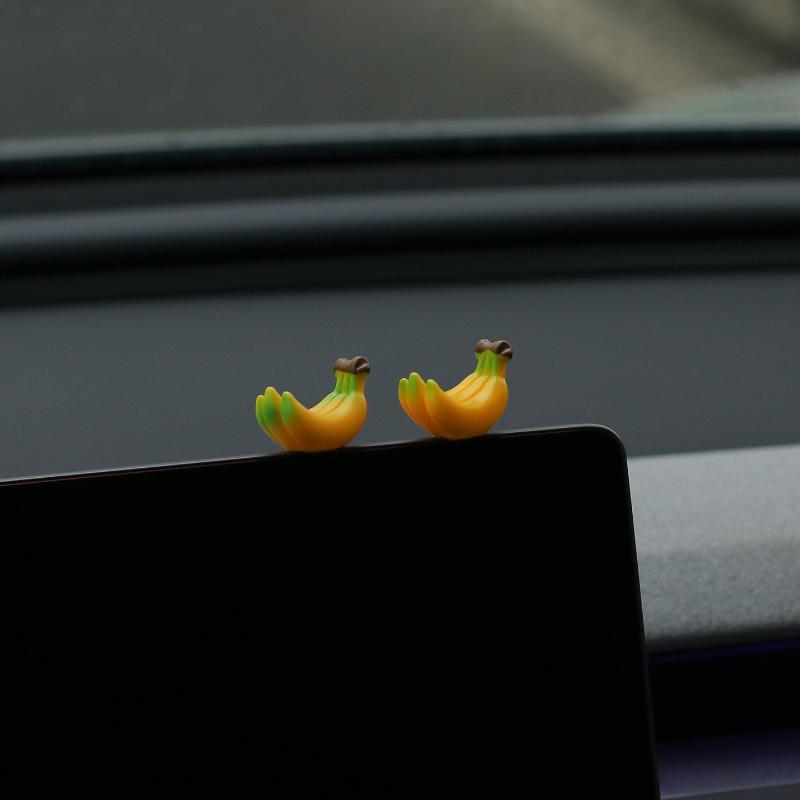 Cartoon Mini Monkey Car Ornament with Banana Waterproof Cute Car Interior Dashboard Decoration for All Vehicles