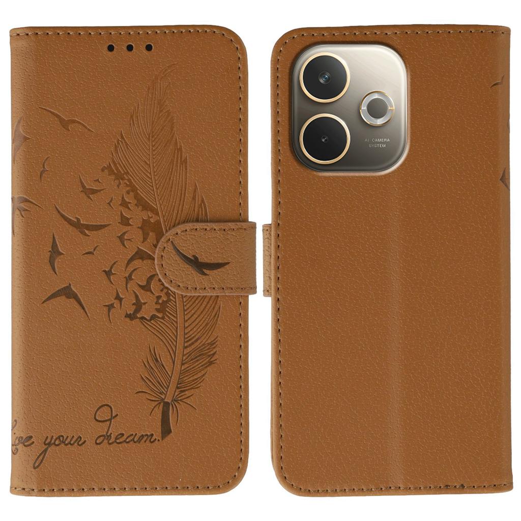 Для Oppo A5 Pro 5G (Глобальный) Чехол Кожаный кошелек с тиснением пера Чехол для телефона