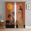 Black Woman African Animal Tulle Curtains for Living Room Bedroom Sheer Curtain for Balcony Hall Fashion Printed Home Drapes