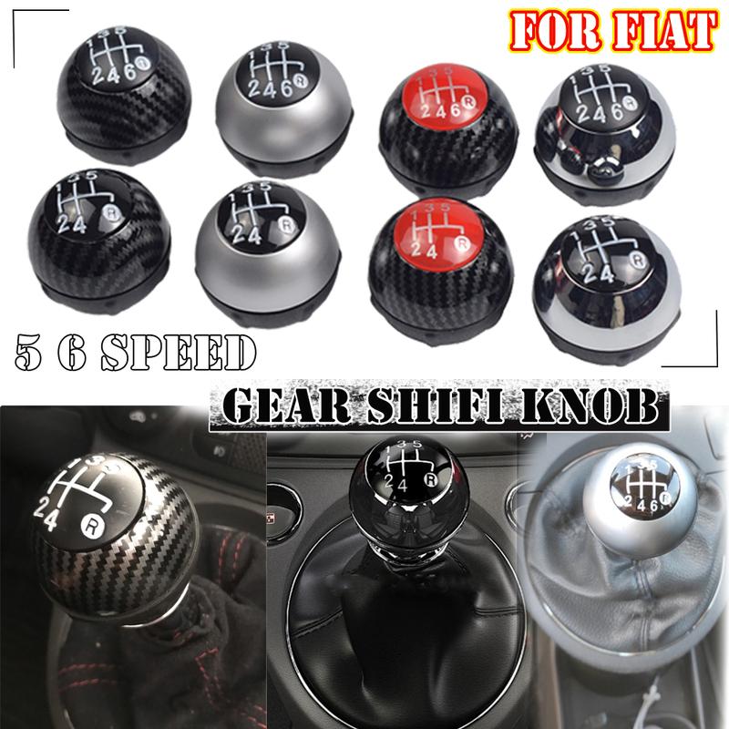 5 6 Speed Gear Shift Knob for Fiat 500 2012-2018 Chrome+Red 55344048