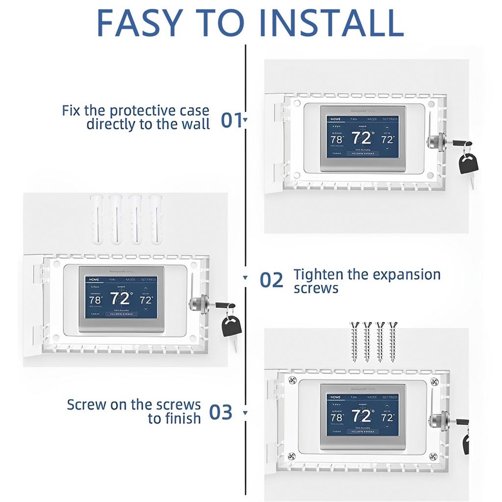 Clear Acrylic Thermostat Cover Large Thermostat Guard Wall Mounted Universal Thermostat Lock Box with Lock Key Home Dropshipping