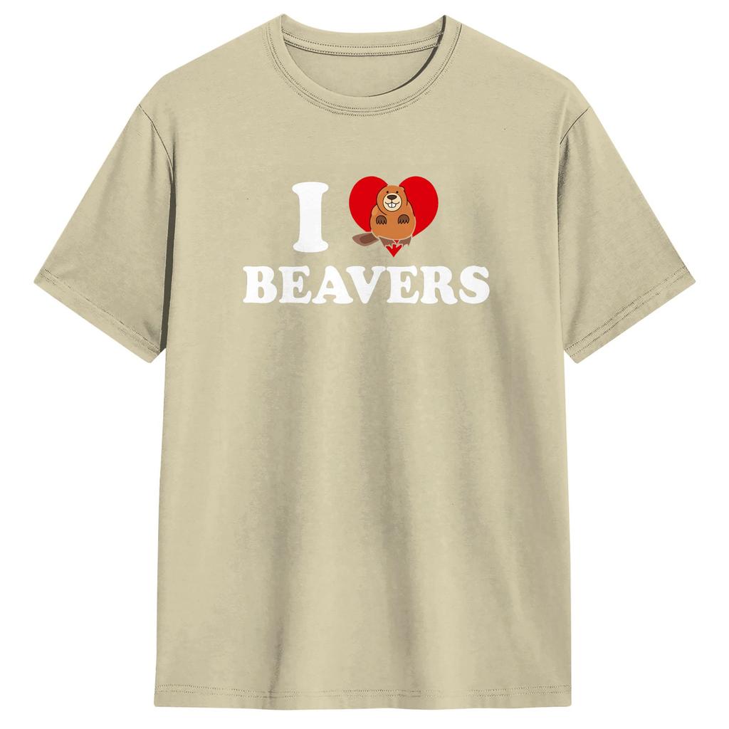 I Love Beavers TShirt Unisex Vintage T Shirts Summer O Neck Fashion Tee Shirt Hot Sale Oversized Clothes