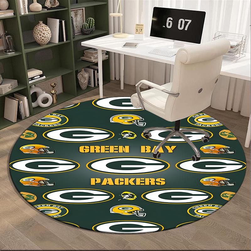 Green Bay Packers Logo Round Rug for Livingroom,Bedroom, Palyroom, Chair Rug, Area rug, Circle Carpet, Large Size Fan Christmas gift